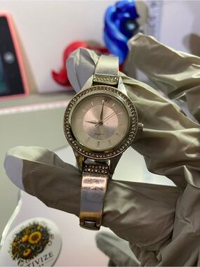 PRECISION Women's Silver-Tone Crystal Accent Watch